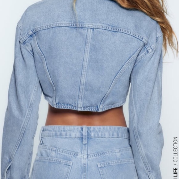 ZARA Cropped Denim Jean Jacket Size M BNWT - Picture 5 of 14